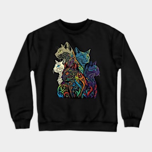 Cat Colorful Pattern Design Crewneck Sweatshirt